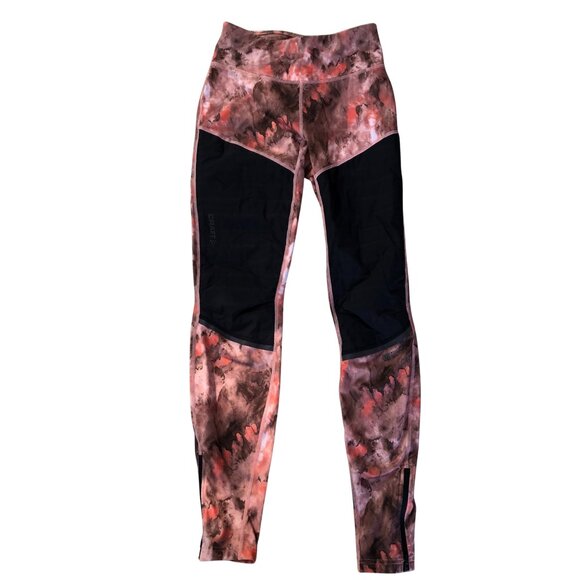 Craft Women’s Thermal Leggings Small Tie Dye Fleece Lined Running Tights Stay Wa - Picture 1 of 11